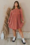 Plus Size Mineral Washed Ribbed Henley Dress PL61228-3