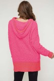 Rose Loose Popcorn Textured Hooded Sweater LC2722528-6