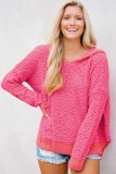 Rose Loose Popcorn Textured Hooded Sweater LC2722528-6
