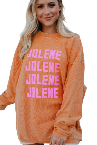 Orange JOLENE Ribbed Corded Oversized Sweatshirt LC25312934-14