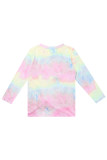 Pink Tie Dyed Twist Knot Girl's Long Sleeve Top TZ25587-10