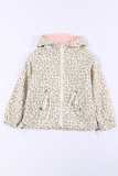 Leopard Print Drawstring Waist Hooded Kids Jacket TZ85245-20