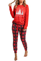 Red Let It Snow Christmas Plaid 2pcs Loungewear LC15385-3