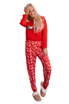 Red Family Matching Christmas Graphic Print Two Piece Lounge Set LC6110958-3