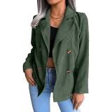 Grass Green Corduroy Double Breasted Blazer Coat  TQX261005-61