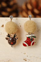 Multicolor Christmas Elk Sock Pom Drop Earrings BH012045-22