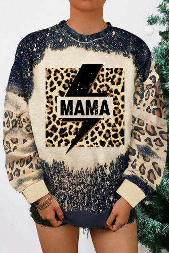 Black Lightning MAMA Graphic Leopard Bleached Sweatshirt LC25313958-2