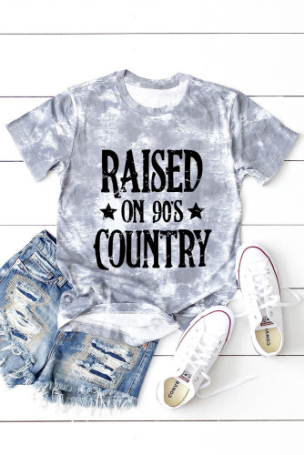 Gray Raised On 90\'s Country Tie Dye Print Graphic T Shirt LC25219181-11