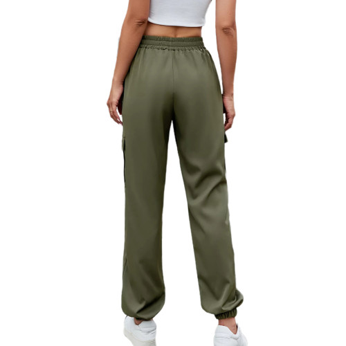 Army Green Lace-up Waist Pocket Jogger Pants TQX511037-27