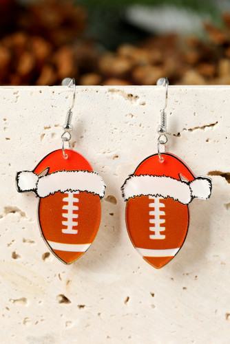 Brown Rugby Christmas Hat Pendant Ear Hooks BH012140-17