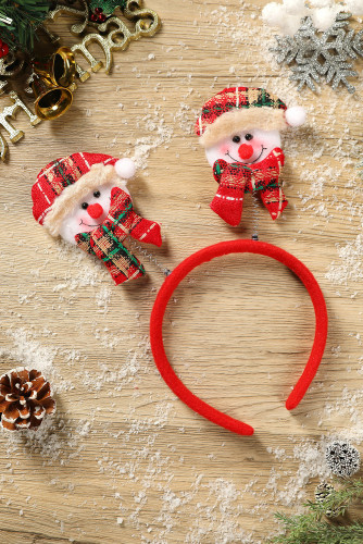 Red Christmas Snow Doll Bobbing Headband BH041419-3
