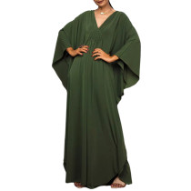 Army Green Front Woven Bat Sleeve Beachwear Kimono TQK311383-27