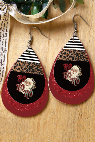 Multicolor HO HO HO Santa Clause Multi Drop Layered Christmas Earrings BH012003-22