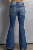 Blue Beading Light Wash High Waist Flare Jeans LC7872508-5
