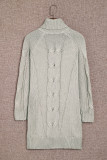 Gray Twist Fringe Casual High Neck Sweater Dress LC273304-11