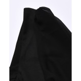 Black Square Neck Backless Long Sleeve Bodysuit TQV220164-2
