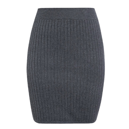 Gray Solid Bodycon Skirt TQV360072-11