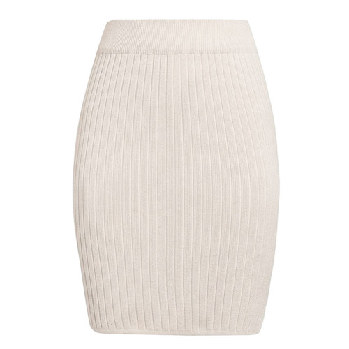 White Solid Bodycon Skirt TQV360072-1