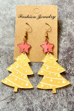 Yellow Christmas Tree Star Dangle Earrings BH011928-7