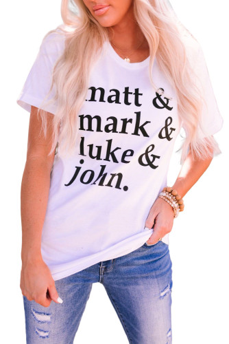 White Matt Mark Luke John Crew Neck Tee LC25219159-1