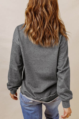 Gray Irregular Side Slit Pullover Sweatshirt LC25312158-11