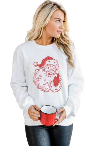 White Father Christmas Embroidered Sweatshirt LC25313973-1