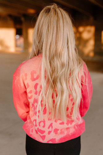 Pink Be Kind Leopard Heart Print Long Sleeve Sweatshirt LC25313985-10