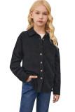 Black Little Girl Pocketed Corduroy Shirt TZ25581-2
