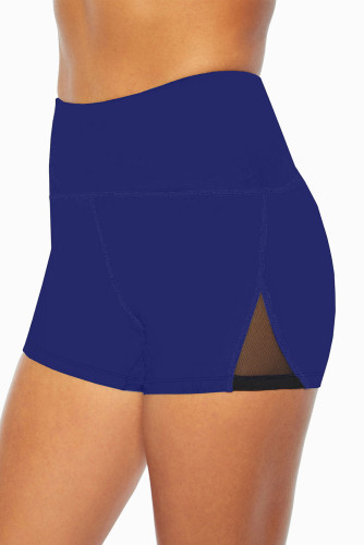 Blue Mesh Cutout Patchwork Swim Shorts LC472303-5