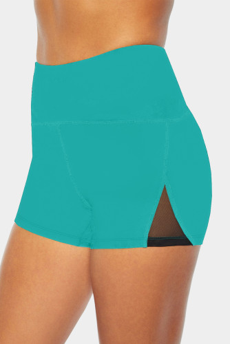 Green Mesh Cutout Patchwork Swim Shorts LC472303-9