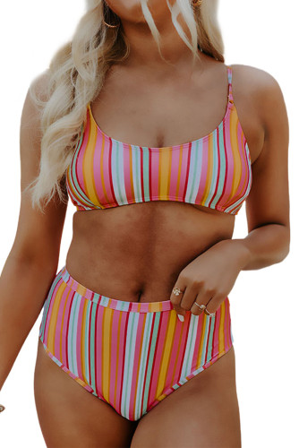 Stripe High Waist Stripe Bikini Set LC433553-19