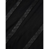 Black Front Lace-up Long Sleeve Bodysuit TQX551127-2