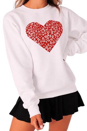 Beige Valentine's Day Heart Graphic Pullover Sweatshirt LC25314067-15