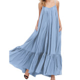 Light Blue Spaghetti Straps Pocket Casual Dress TQK311391-30