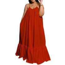 Red Spaghetti Straps Pocket Casual Dress TQK311391-3