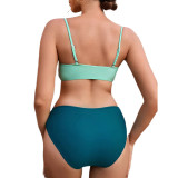 Peacock Blue Colorblock Hollow-out One Piece Swimsuit TQX620011-68