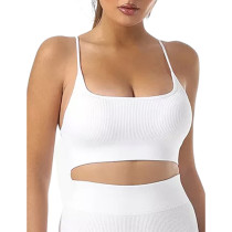 White Spaghetti Straps Yoga Vest Bra TQX250029-1
