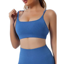Blue Spaghetti Straps Yoga Vest Bra TQX250029-5