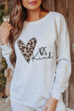 Gray BE Kind Leopard Heart Graphic Pullover and Joggers Lounge Set LC15466-11