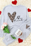 Gray BE Kind Leopard Heart Graphic Pullover and Joggers Lounge Set LC15466-11