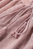 Pink Swiss Dot Frill Trim Flared Mini Skirt LC721312-10