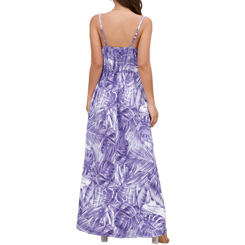 Purple Bohemia Print V Neck Maxi Dress TQK311457-8