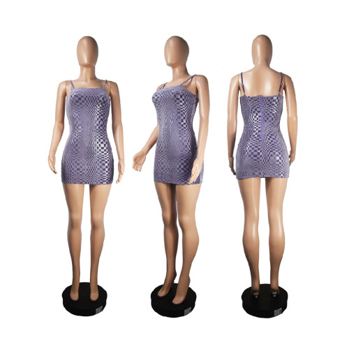 Purple Sequined Slim Fit Bodycon Dress TQK311459-8