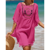 Rosy Crochet Tasseled Beach Cover-ups TQK311481-6