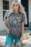 Gray Leopard Turquoise Bead Mama Graphic T-shirt LC25219858-11