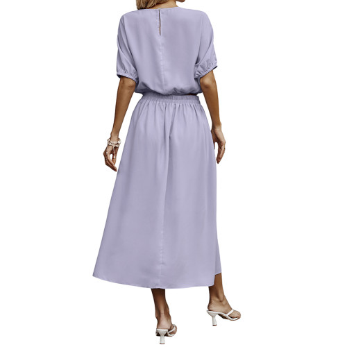 Light Purple Pleated Crop Top with Skirt Set TQX711094-38