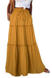 Yellow Frill Tiered Drawstring Waist Maxi Skirt LC721189-7