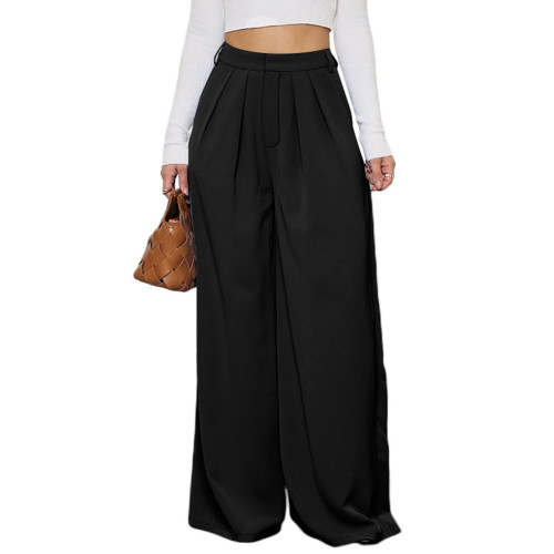 Black Wide Leg Pants With Packet  TQV510113-2