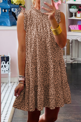 Leopard Ruffled Tiered Sleeveless Mini Dress LC6114278-20