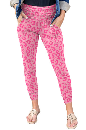 Pink Leopard Print Ankle-length High Waist Skinny Pants LC7711719-10